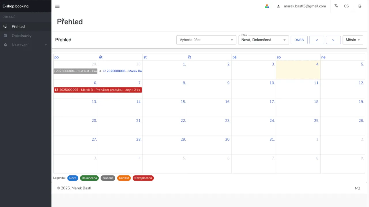 Rezervační systém screenshot 1