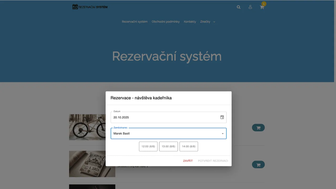 Rezervační systém screenshot 2